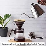 InstaCuppa Stainless Steel Pour Over Coffee & Tea Kettle with Built-in Thermometer for Exact Temperature, Gooseneck Spout for Smooth Pouring, Easy to Grip & Heat Resistant Handle, 1200 ML