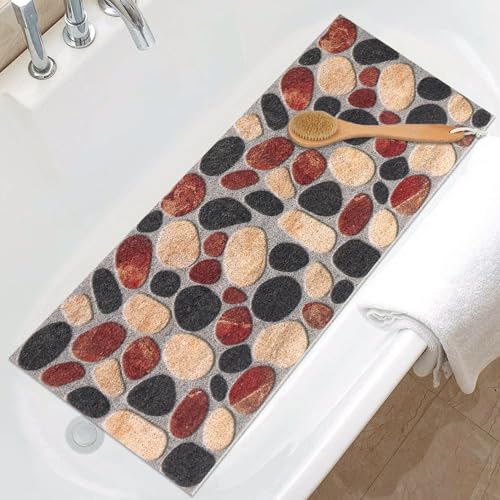 Long Shower Bath Mat Non Slip: Soft Textured Loofah Bathroom