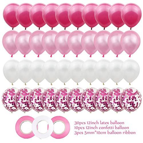 VZOM Lot de 40 ballons de fête avec confettis à pois pour anniversaire, mariage, obtention de diplôme, décorations de fête, fabriqués en latex résistant pour gonfler à l'hélium ou à l'air, 30,5 cm