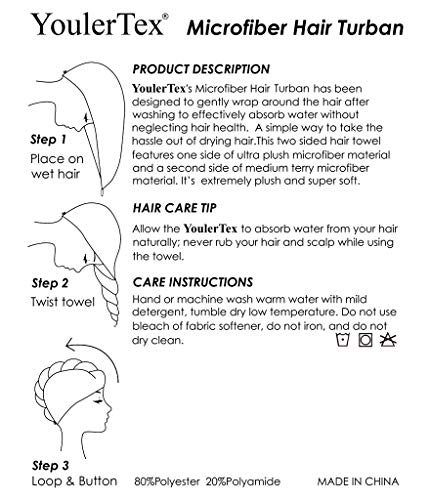 Youlertex Microfiber Hair Towel Wrap For Women, 4 Pack 10 Inch X 26 Inch, Super Absorbent Quick Dry Hair Turban For Drying Curly, Long & Thick Hair #TOP6