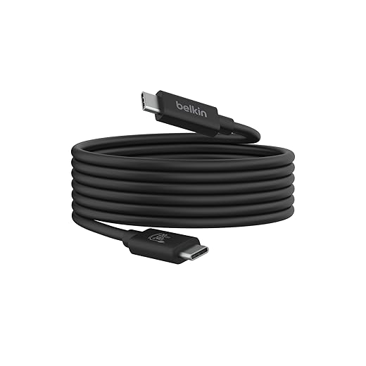 Belkin Connect USB4 Cable (6.6ft), USB-C to USB-C w/ 240W Power Delivery + 20Gbps - USB4 Compliant, Compatible with MacBook, Windows, Chromebook & More