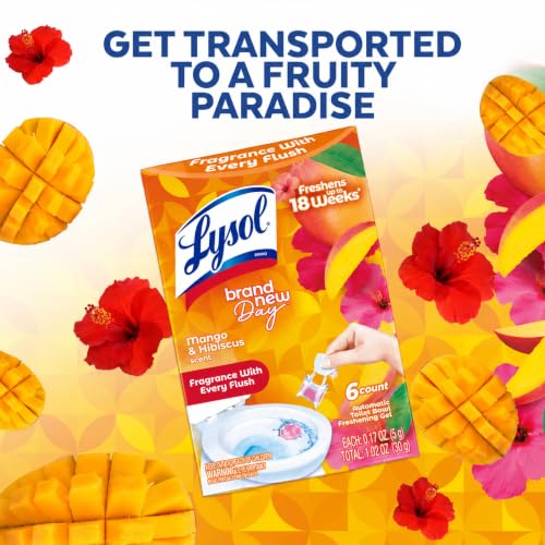 Lysol Click Gel Toilet Bowl Cleaner, Gel Stamp, Mango, 6 Count