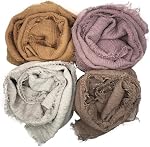 Women Cotton Hemp Scarf Shawl - 35.5"x70.9" Lightweight Breathable Wrap for Travel Beach Outdoor Sun Protection