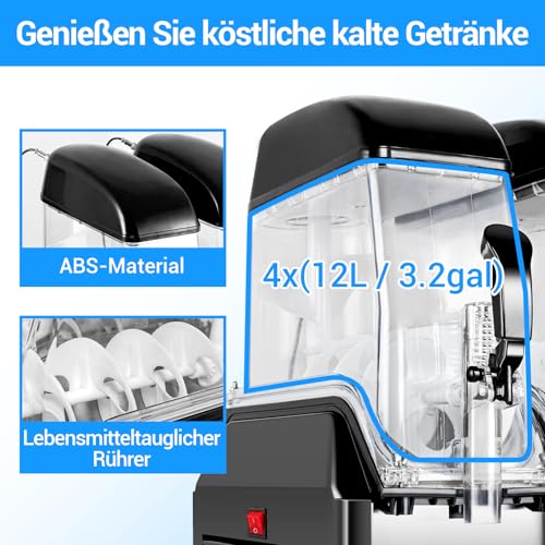 LEEVOT Kommerzielle Slushie-Maschine - 4 Tank 48 Litres Margarita-Maschine Gefriergetränke-Hersteller für Restaurant, Bar, Party - 1500W Edelstahl-Slush-Smoothie-Maschine – Bild 7