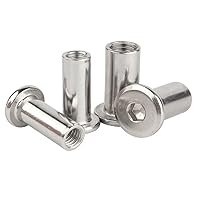 Vista 4 de 5 Uds. M5 x 0.236 in Tornillo hexagonal remache inserción tuerca 304 acero inoxidable cabeza plana barril tuercas rosca interna tuerca cilíndrica