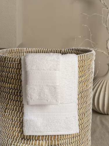 Image of DDECOR - Pack of 1 Ecofriendly 650 GSM Solid Cotton Bamboo Hand Towel, White