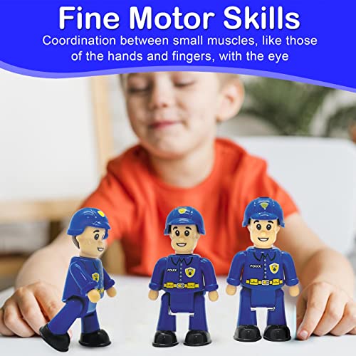 Police Toy Action Figures Playset - 3 Figurines Police Officers Cops - Policeman Dolls for Pretend Play - Family Figurines Community Helpers Little Dollhouse People for Boys & Girls Toddlers and Kids - Thumbnail 6