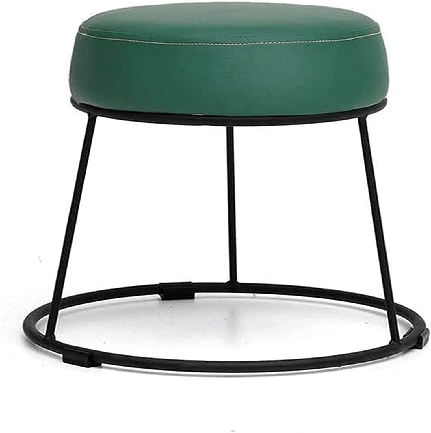 Taburete de cuero de hierro forjado para salon con acabado premium