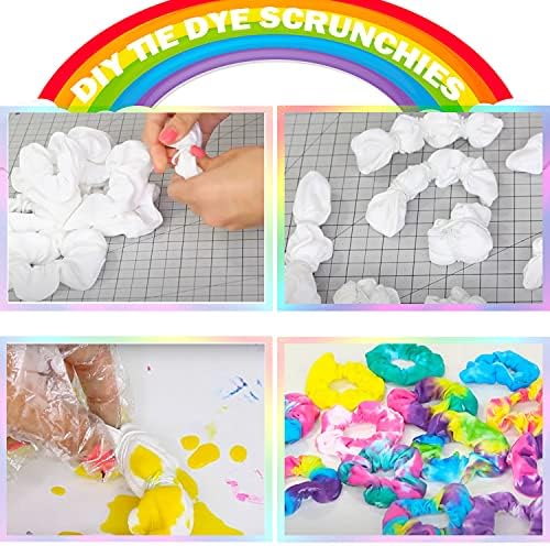 VENUSTE White Scrunchies for Tie Dye, DIY Cotton Bow Scrunchies, Headbands, 3 Kinds of Party Activities Hair Accessories for Girls and Women, 20 Pieces