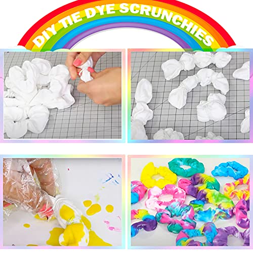 Ivaryss White Scrunchies For Tie Dye, Diy Cotton Bow Scrunchies, Headbands, 3 Kinds Of Party Activities Hair Accessories For Girls And Women, 20 Pieces #TOP1