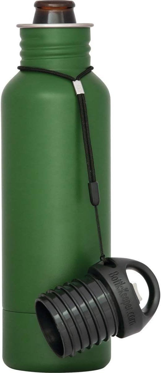 BottleKeeper - The Standard 2.0 - The Original Stainless Steel Bottle Holder and Insulator to Keep Your Beer Colder (Green)