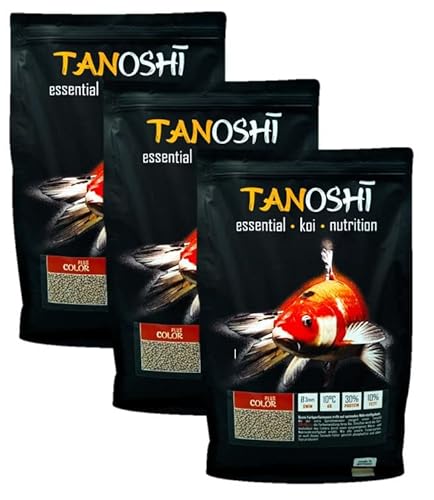 Tanoshi Koifutter - Color Plus 15 kg 3mm | Schwimmendes Allein-Koifutter für Intensive Farbentwicklung mit Spirulina… Cover