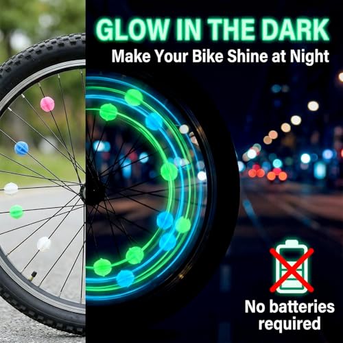 Falzqq 144 Pcs Bike Spoke Beads Glow in The Dark Bike Wheel Lights Colorful Plastic Round Easy Clip-On Spoke Beads for Kids Bicycle Wheel Decorations Bicycle Accessories - Thumbnail 5