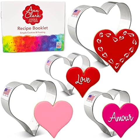 Heart Cookie Cutters 4-Pc Set Made in USA by Ann Clark, 2.75", 3.25", 3.75", 4" Cover
