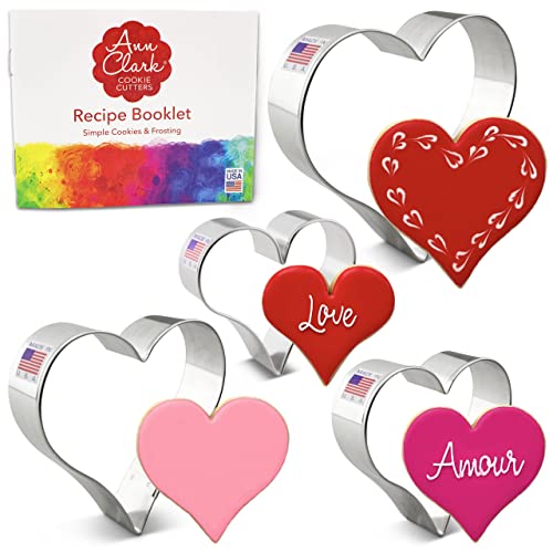 Ann Clark Heart Cookie Cutters 4-Pc Set (2-3/4', 3-1/4', 3-3/4', 4') Made In Usa