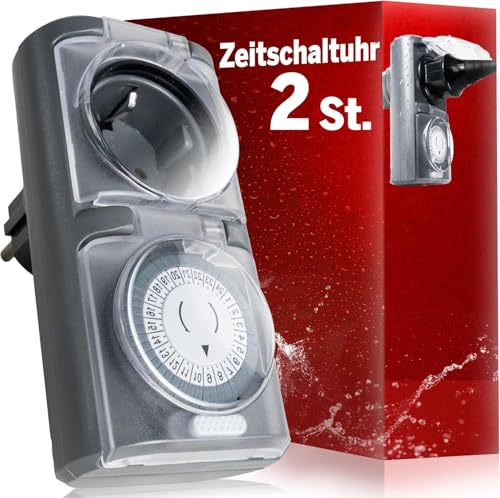4smile Zeitschaltuhr Aussenbereich, 2er Set, IP44 – Für draußen gemacht. Für Sicherheit entwickelt. – Timer Steckdose Outdoor & Zeitschalter analog außen für zuverlässige Außeninstallationen