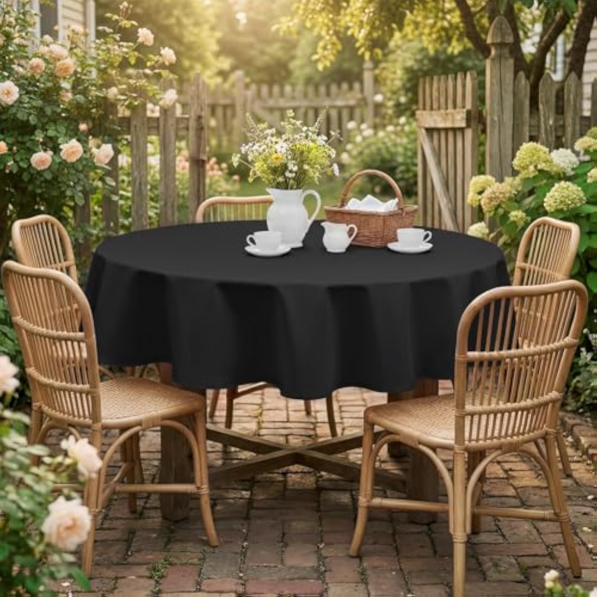 Round Tablecloth 60 Inch, Black