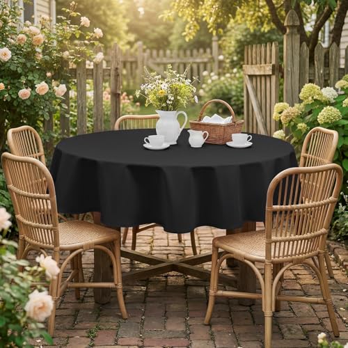 Nappe ronde noire imperméable 152 cm Romanstile en polyester antitache sans plis