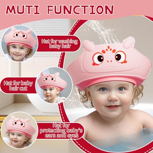 Lonlown Upgrade Baby Shampoo Shower Cap, Toddler Shower Cap for 1-10 Years Old Kids, Soft Bath Bathing Hat,Adjustable Visor Hat,Protector Eye Ear,Washing Hair Fun - Thumbnail 6
