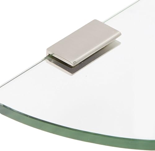 Miniatura 2 de Spancraft Glass 2REC6QR-BR - Estante de ducha de vidrio redondo con abrazadera rectangular de 2 pulgadas, soporte de níquel cepillado, 6 pulgadas
