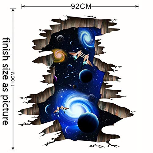 3D Interstellar Space Floor Stickers, Suspension Bridge Wall Decals,Milky Way Decorations Removable Space Capsule Window Wall Stickers Wall Mural For Kids Room #TOP4