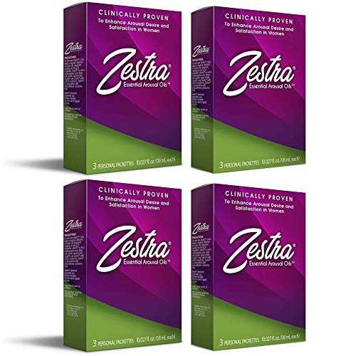 Zestra Essential Arousal Oils - 3 Single Dose Packets 0.8ml - Organic & All-Natural Botanical Arousal Oil - Safe & Clinically Proven to Enhance Pleasure during Intimate Moments (4 Boxes)