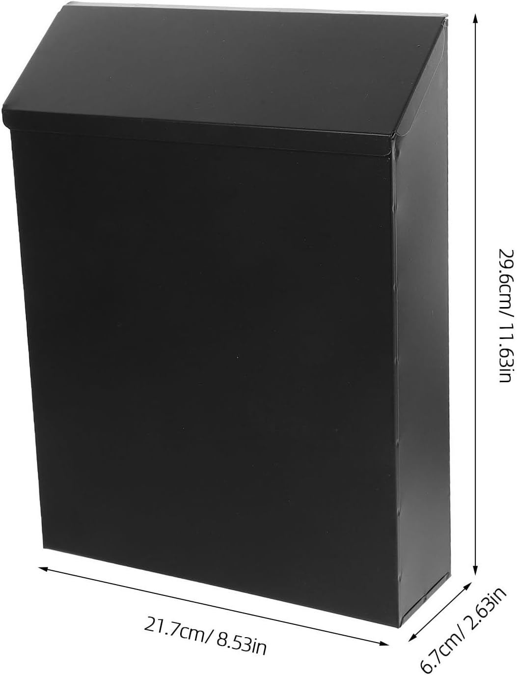 Wall-Mount Mailbox, Iron Decorative Locked Suggestion Box with Key, Black 22x6.5x29cm, Outdoor Wall Mounted Mailboxes for Home Porch