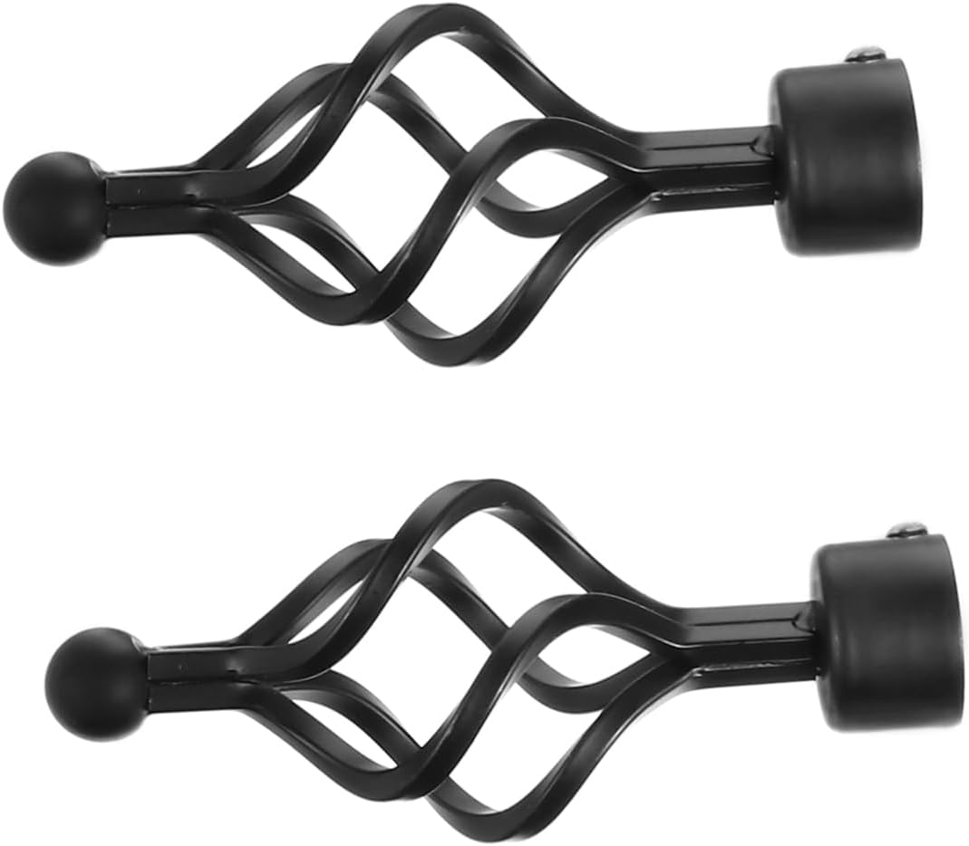 MAGICLULU 2PCS Spiral Iron Curtain Rod Finials Decorative End Caps for Window Treatment Heavy Duty Metal Curtain Rod Heads Classic Design for Home Decor