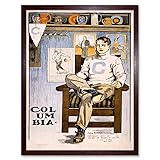 Wee Blue Coo Paintings Drawing Sport Football Columbia Ivy League Lions Art Print Framed Poster Wall Decor 12x16 inch