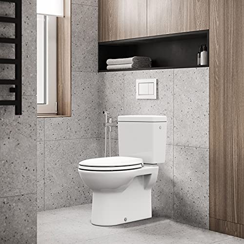 17'' Toilet Seat with Cover Soft Close, Toilet Lid Slow Close Quiet No, Easy Installation & Release,Safe PP Material Easy Clean, Comfortable Ergonomic Design, Suitable to Round Toilets,White
