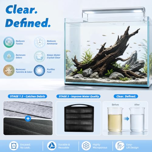 Image of Turtle Tank Filter Aquarium Filter Power Adjustable 20-75 Gal. 290GPH Large 3-Stage w / Resin Filter Media Low Water Level Waterfall for Fresh and Saltwater Fish Tank Reptile Shrimp Frog Yellow Odor