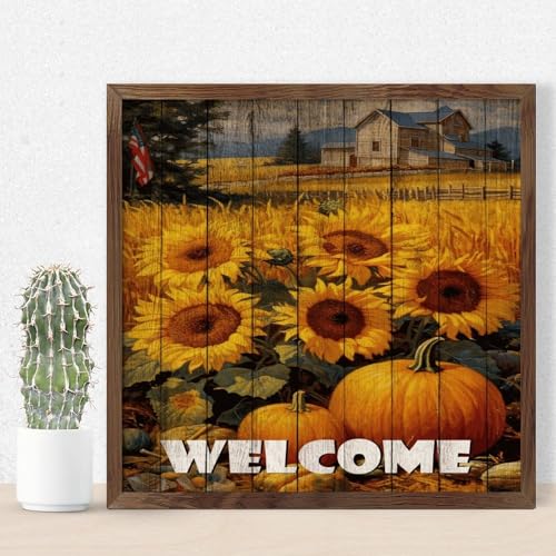 Panneau de décoration rustique Thanksgiving citrouilles avec cadre bois