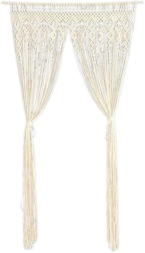 Miniatura 3 de Panel de cortina para puerta y ventana, cortinas bohemias de macramé, tapiz tejido a mano para colgar en la pared, telón de fondo de fiesta de