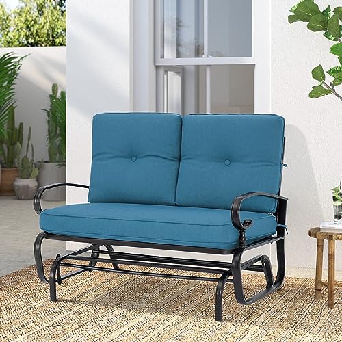 image for Oakmont Outdoor Glider Rocking Bench 2 Person Patio Loveseat Steel Fra