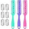 Maitys 3 Pcs Haircut Razor Comb Hair Cutting Comb with 12 Replacement Blades Double Edge Shaper for Salon & Home Styling Split Ends Trimmer Styler for Thick and Thin Hair