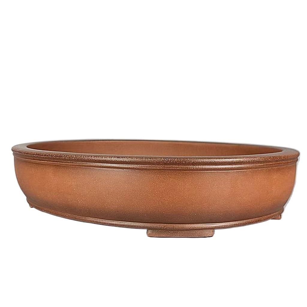 Gelasige One Color Flower Pots Purple Clay Bonsai Flowerpot Handmade Antique Oval Real Cypress Black Pine Old Pile Breathable Purple Clay 62Cm Outdoor Flower Pots