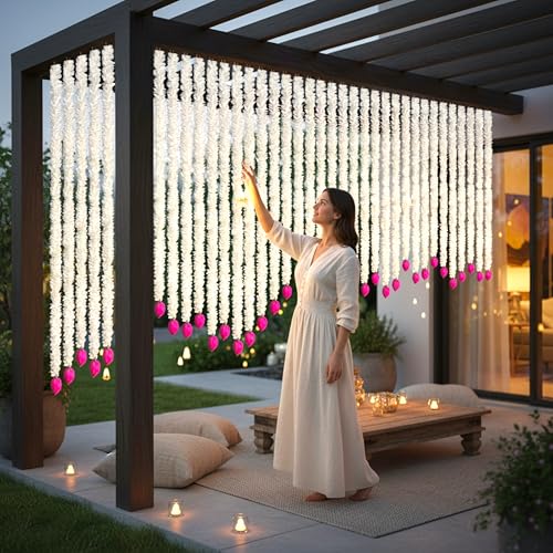 Image of Rajasthan Kraft Artificial Gajra Hanging with Lotus Design Pack of 2 | 39 Inch Long Traditional Festival & Wedding Home Dcor for Diwali, Makar Sankranti, Pooja & Griha Pravesh(RK-GJ4-2)