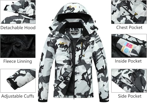 Image of MOERDENG Women's Waterproof Ski Jacket Warm Winter Snow Coat Mountain Windbreaker Hooded Raincoat Jacket