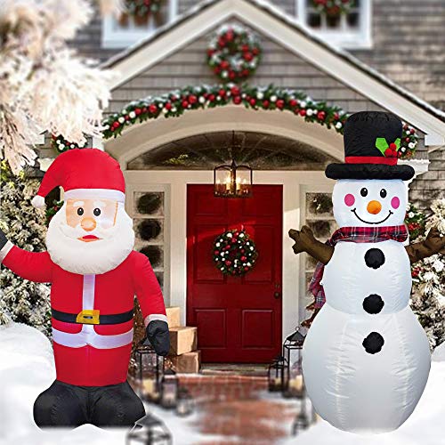 Funpeny 4 Ft Set Of 2 Christmas Inflatable Santa Claus With Snowman, Indoor Outdoor Inflatable Christmas Decorations With Built-In Leds, Christmas Blow Up Decor For Yard Lawn Patio Garden Party #TOP4