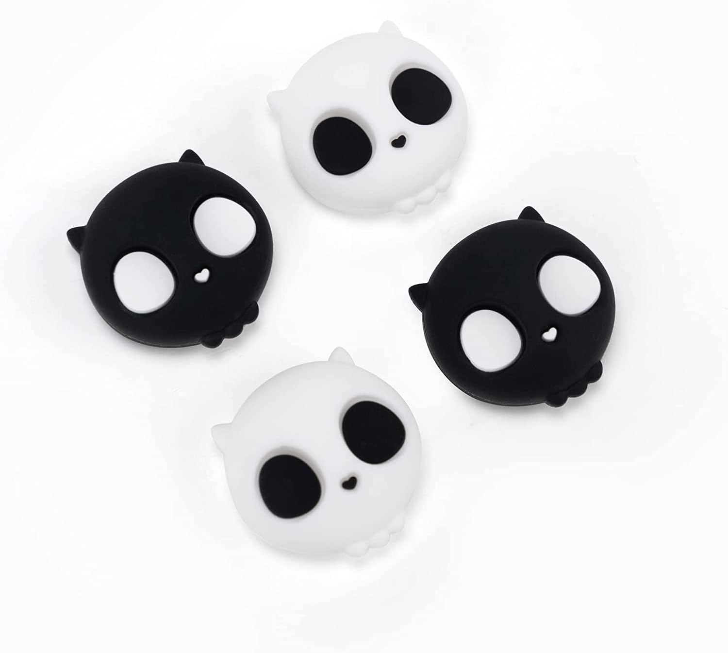GeekShare Cute Silicone Skull game console Thumb Grip Caps, Joystick Cover Compatible with Steam Deck Only,4PCS (White & Black)