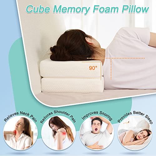 Square Pillow Cube For Side Sleepers Cube Memory Foam Pillow Side Sleeper Cube Cushion Side Sleeping Pillows For Neck And Shoulder Pain Relief Square Cervical Foldable Pillow 15"X12"X6" #TOP2