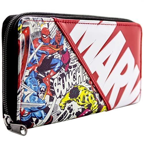 Avenger Styl Komiksowy Postacie Superbohaterów Torebka Clutch Kieszonka na Monety & Posiadacz Karty, Czerwony