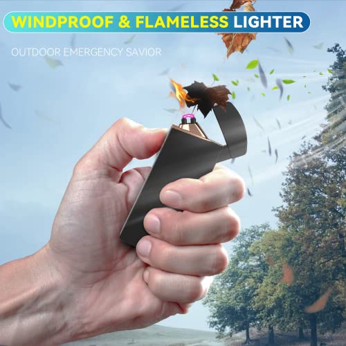 Gifts For Men Electric Lighter, Coquimbo Usb Rechargeable Lighter Dual Arc Lighter With Led Power Display, Windproof Flameless Lighter, Plasma Lighter For Candle Incense, Gifts For Him #TOP5