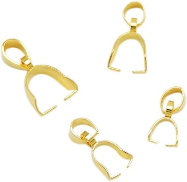 20pcs Stainless Steel Clasps Pinch Clips Bails Pendant DIY Necklace Bracelet Connectors Jewelry Size Gold 2.5x13mm