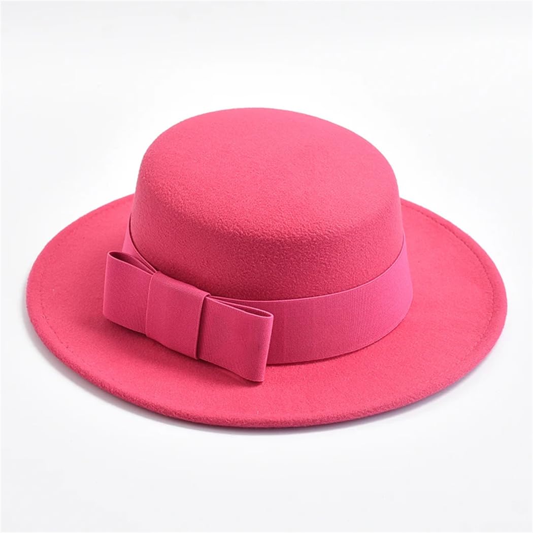 Cappello Fedora da donna, elegante, formale, per matrimonio, decorazione da chiesa, cappello piatto con fiocco per feste e jazz