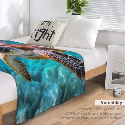 Couverture duveteuse super douce motif tortue de mer grand confort