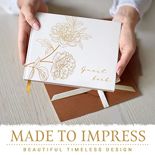 Gold Stamped Wedding Guest Book, Wedding Guest Book With Pen, Floral Guest Book Wedding Reception, Wedding Guestbook Floral Design, Wedding Book, Wedding Book Alternative, Floral Guest Book #TOP6
