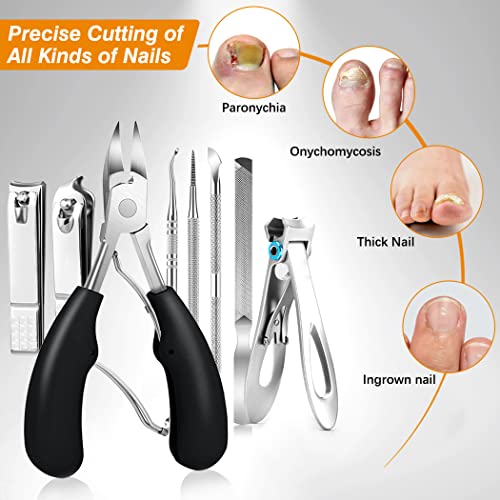 GothicBride Juego de 8 cortaúñas profesional para uñas de pies fuertes, juego de lima de uñas de acero inoxidable, juego de tijeras para uñas gruesas y encarnadas - imagen 3