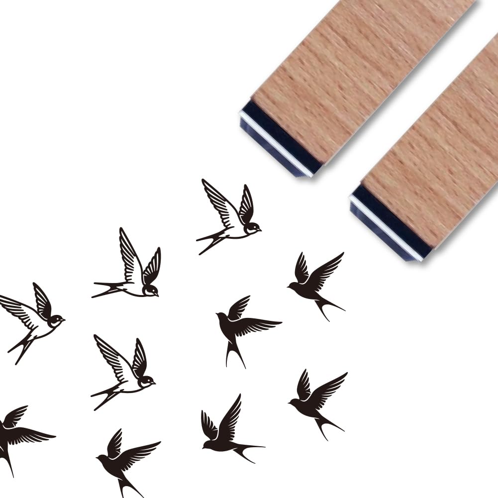 ANATTASOUL Swallows 2PCS Wooden Rubber Stamps for Crafting DIY
