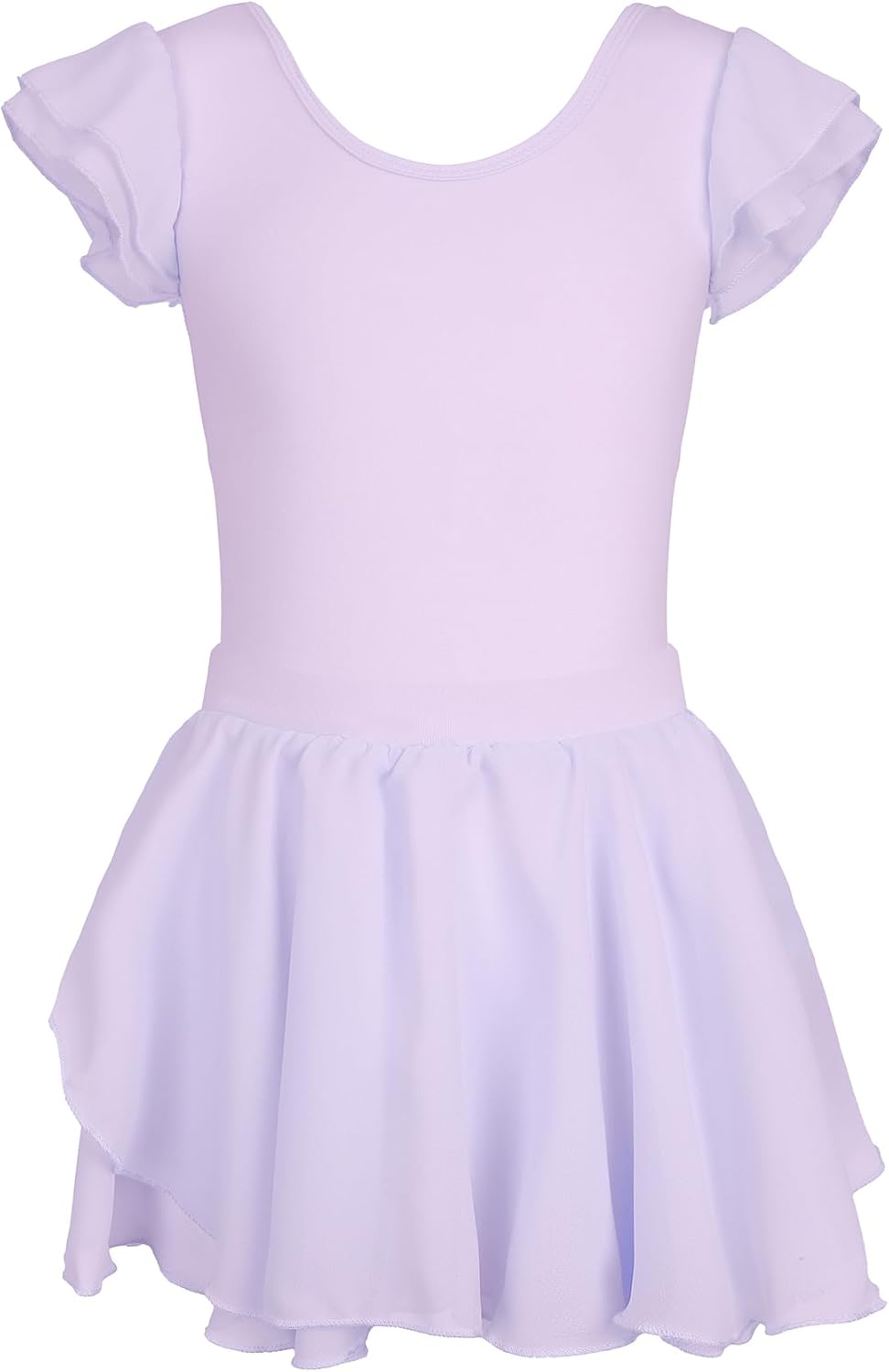 Girls Ballet Leotard Dress Toddler Short Sleeve Cross Back 2PCS Set Detachable Skirt for Dance Training